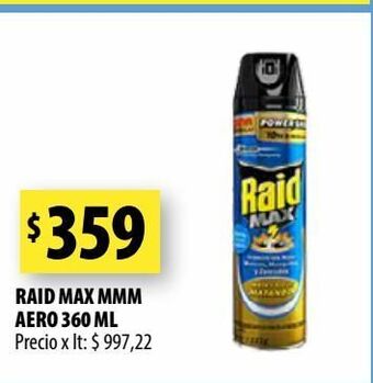 Punto Mayorista Raid max mmm aero 360 ml oferta
