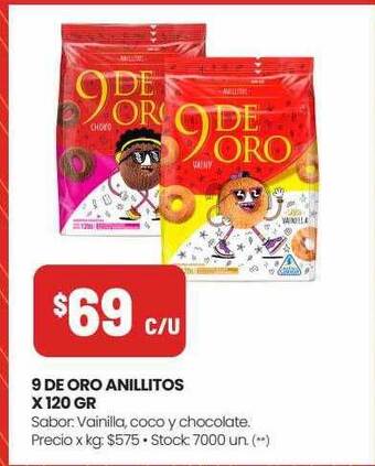 Changomas 9 de oro anillitos oferta
