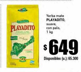 Cooperativa Obrera Yerba mate playadito suave con palo oferta