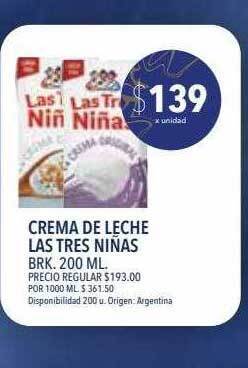 Supermercados Vea Crema de leche las tres niñas oferta