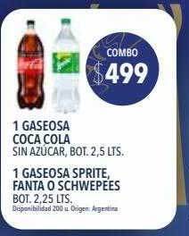 Supermercados Vea 1 gaseosa coca cola 1 gaseosa sprite, fanta o schweppes oferta