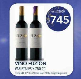 Disco Vino fuzion varietales x 750 cc oferta