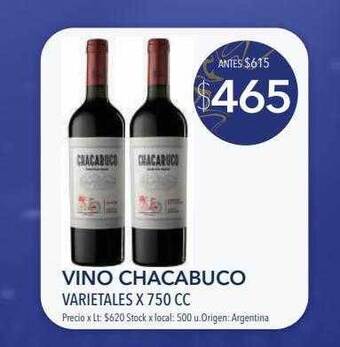 Disco Vino chacabuco varietales x 750 cc oferta