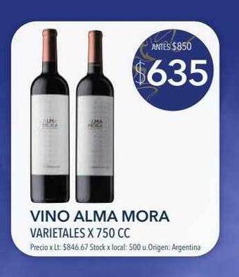 Disco Vino alma mora varietales x 750 cc oferta