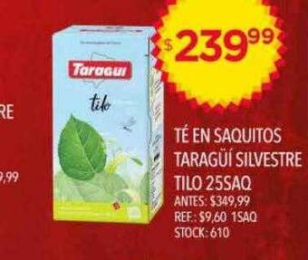 Supermercados Todo Té en saquitos taragüí silvestre tilo oferta