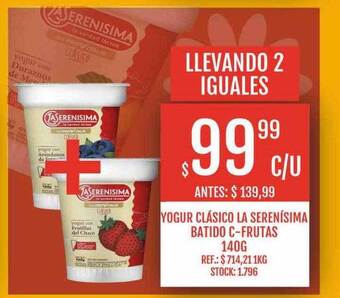 Supermercados Todo Yogur clásico la serenísima batido c-frutas oferta