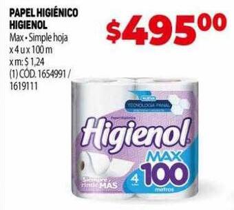 Makro Papel higiénico higienol max simple hoja oferta