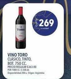 Supermercados Vea Vino toro oferta