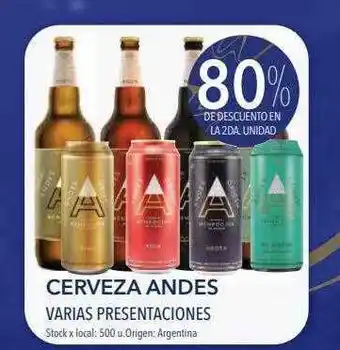 Jumbo Cerveza andes 80% descuento en la 2da unidad oferta