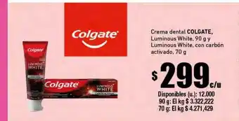 Cooperativa Obrera Crema dental colgate luminous white y luminous white con carbón activado oferta