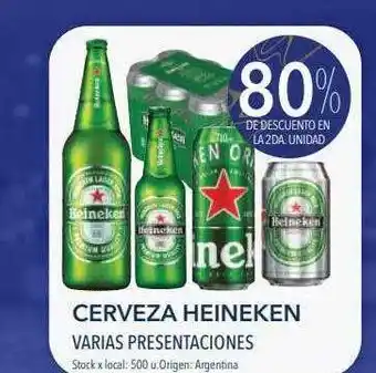 Jumbo Cerveza heineken 80% descuento en la 2da unidad oferta