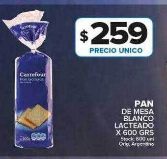 Carrefour Maxi Pan de mesa blanco lacteado oferta