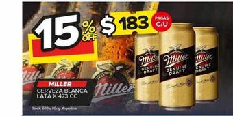Carrefour Maxi Miller cerveza blanca lata oferta