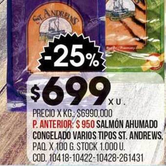 Coto Salmón ahumado congelado varios tipos st. andrews oferta