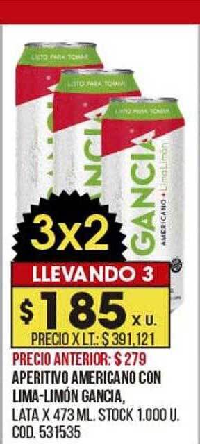 Coto Aperitivo americano con lima-limón gancia oferta
