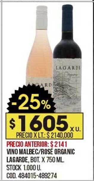 Coto Vino malbec rose organic lagarde oferta