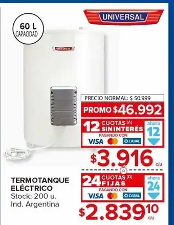 Carrefour Maxi Termotanque electrico oferta