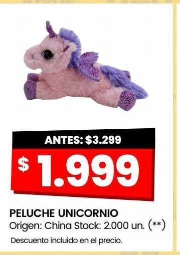 Changomas Peluche unicornio oferta