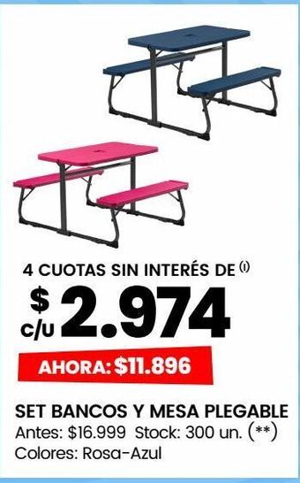 Changomas Set bancos y mesa plegable oferta