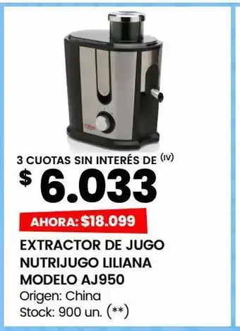 Changomas Extractor de jugo nutrijugo liliana modelo aj950 oferta