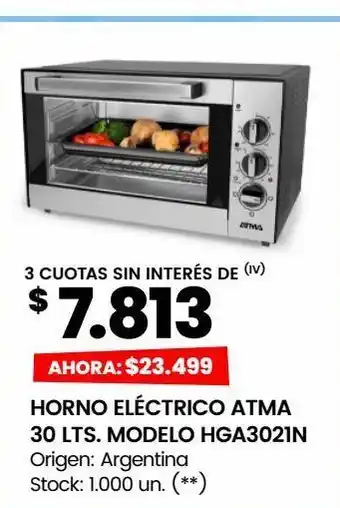 Changomas Horno eléctrico atma 30 lts. modelo hga3021n oferta