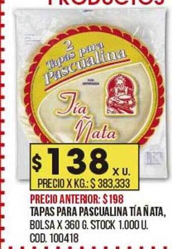 Coto Tapas para pascualina tia ñata oferta