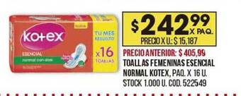 Coto Toallas femeninas esencial normal kotex oferta
