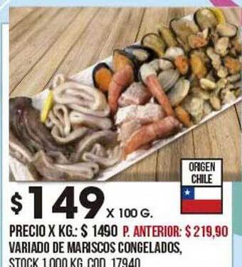 Coto Variado de mariscos congelados oferta