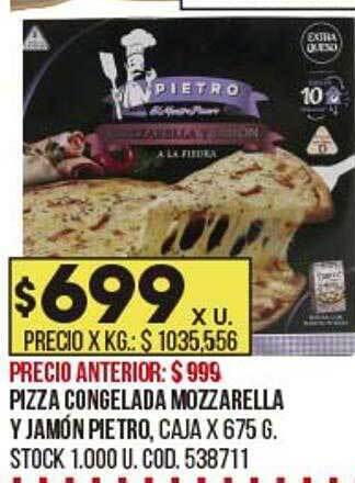 Coto Pizza congelada mozzarella y jamón pietro oferta