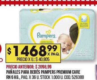 Coto Pañales para bebés pampers premium care rn 6 kg oferta
