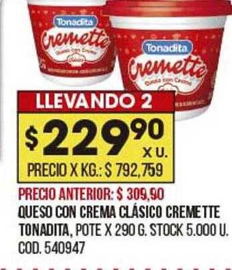 Coto Queso con crema clásico cremette tonadita oferta