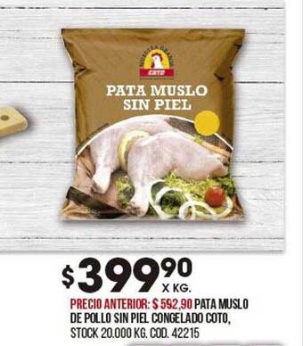 Coto Pata muslo de pollo sin piel congelado coto oferta