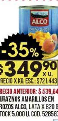 Coto Duraznos amarillos en trozos alco oferta