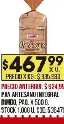 Coto Pan artesano integral bimbo oferta