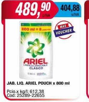 Maxiconsumo Jab. liq. ariel pouch oferta