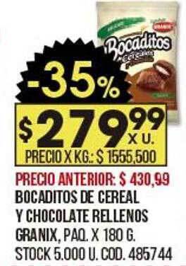 Coto Bocaditos de cereal y chocolate rellenos granix oferta