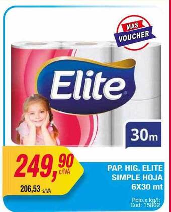 Maxiconsumo Pap hig elite simple hoja oferta