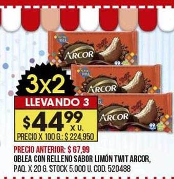 Coto Oblea con relleno sabor limón twit arcor oferta