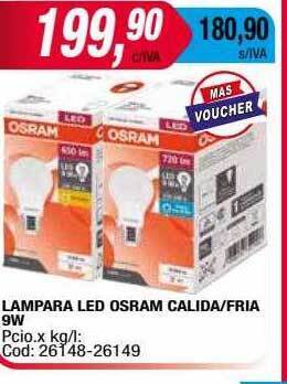Maxiconsumo Lampara led osram calida fria 9w oferta