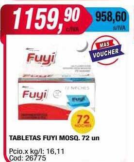 Maxiconsumo Tabletas fuyi mosq oferta