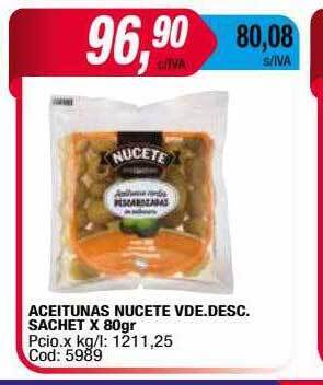Maxiconsumo Aceitunas nucete vde. desc. sachet oferta