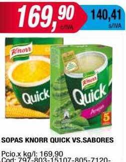 Maxiconsumo Sopas knorr quick vs. sabores oferta