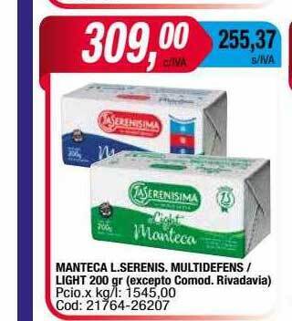 Maxiconsumo Manteca l. serenis. multidefens light oferta