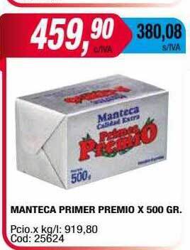 Maxiconsumo Manteca primer premio oferta