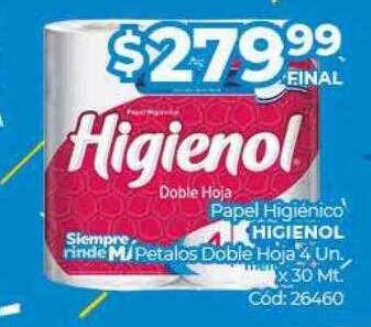 Diarco Papel higiénico higienol petalos doble hoja oferta