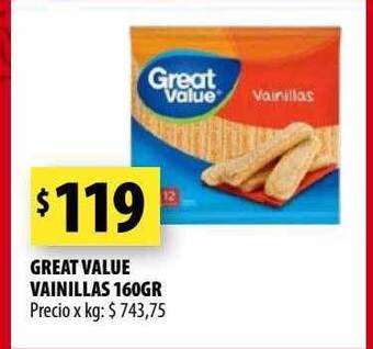 Punto Mayorista Great value vainillas 160gr oferta
