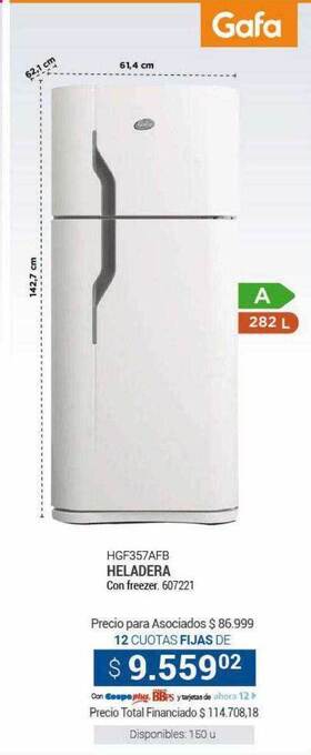 Cooperativa Obrera Heladera gafa oferta