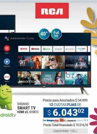 Cooperativa Obrera S40and smart tv rca oferta