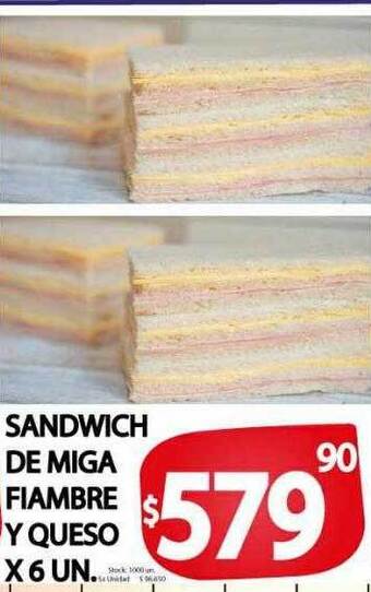 Supermercados Mariano Max Sandwich de miga fiambre y queso x 6 oferta