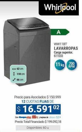 Cooperativa Obrera Lavarropas whirlpool oferta